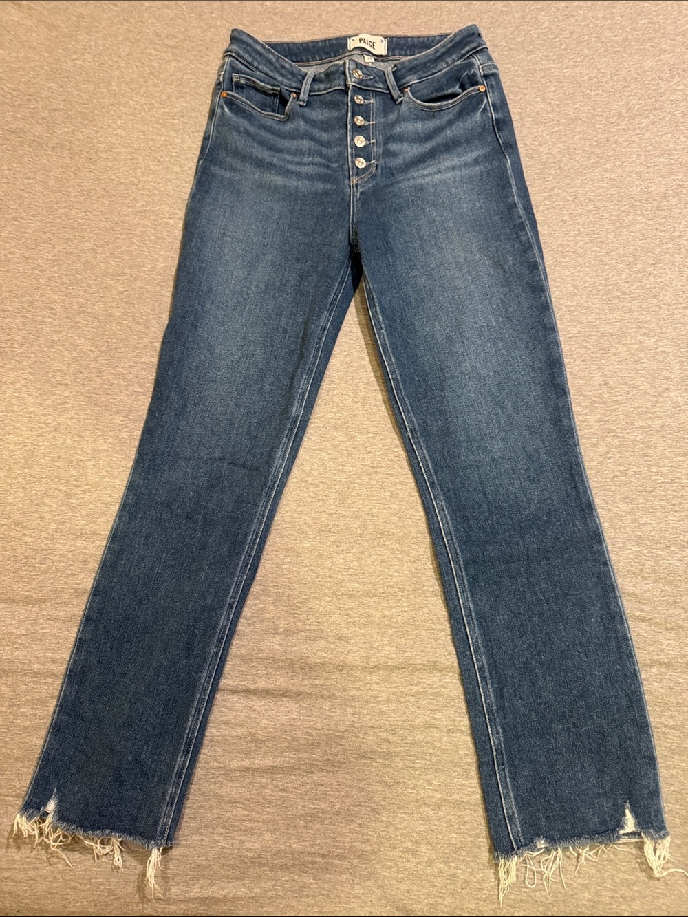 PAIGE Indigo Straight-Leg High-Rise Button-Fly Cindy Jeans Size 28
